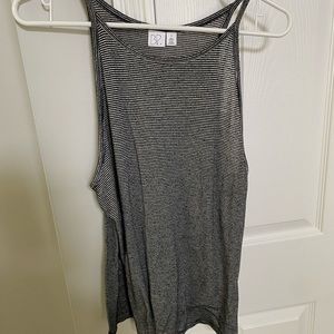 High neck B&w striped tank